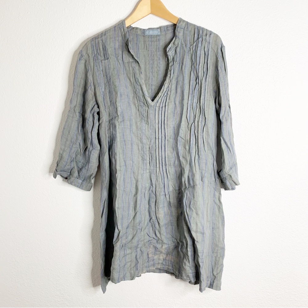 CP Shades 100% Linen Blue Gray‎ Tunic Top Dress Size Small